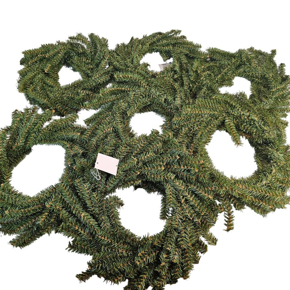 Lot of 7 Artificial Canadian Pine Wreaths 12" Green Christmas Craft New FDC